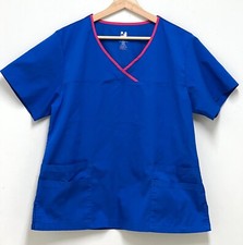 Dagacci Women's Medical Uniform Blue Scrubs Top Shirt Front Pockets Size XL