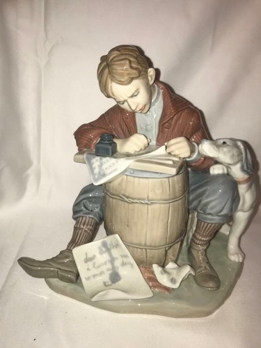 Lladro "Love Letter" #1406 Norman Rockwell Collection, Missing Pen. - Picture 7 of 10