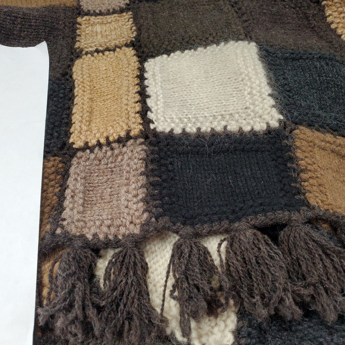 RALPH LAUREN OSFM 1 Size Patchwork Wool Granny Square Poncho