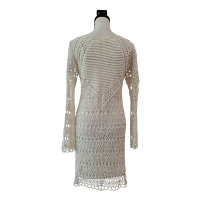 crochet bell sleeve dress pattern Bell Sleeve Crochet Dress With Slip XL