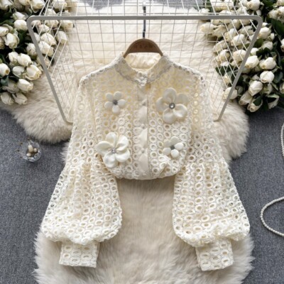 white lace vintage blouse♡ Treat ürself Vintage White Lace Blouse With Short Sleeves - Etsy