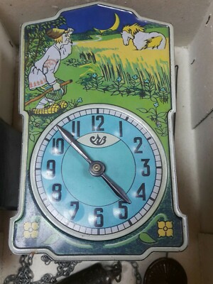 VINTAGE WALL CLOCK SERDOBSKI JUNIOR 60's WEIGHT DRIVEN ORIGINAL CCCP USSR WORKS 