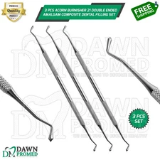 3 Pcs Acorn Burnisher 21 Double Ended Amalgam Composite Dental Filling Set