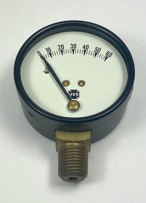Vintage US Gauge 2-1/4  60 PSI Pressure Gauge 15400-1 Steampunk In Box