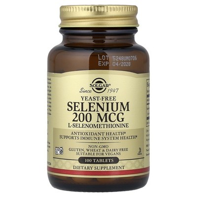 Selenium, Yeast-Free, 200 mcg, 100 Tablets