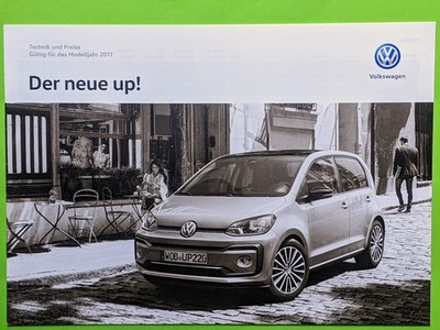 VW up! Technik und Preisliste Brochure Prospekt 08/2016