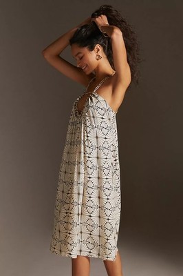 Kenzie Parrott for Anthropologie Beaded Mini Dress Printed Criss Cross MP