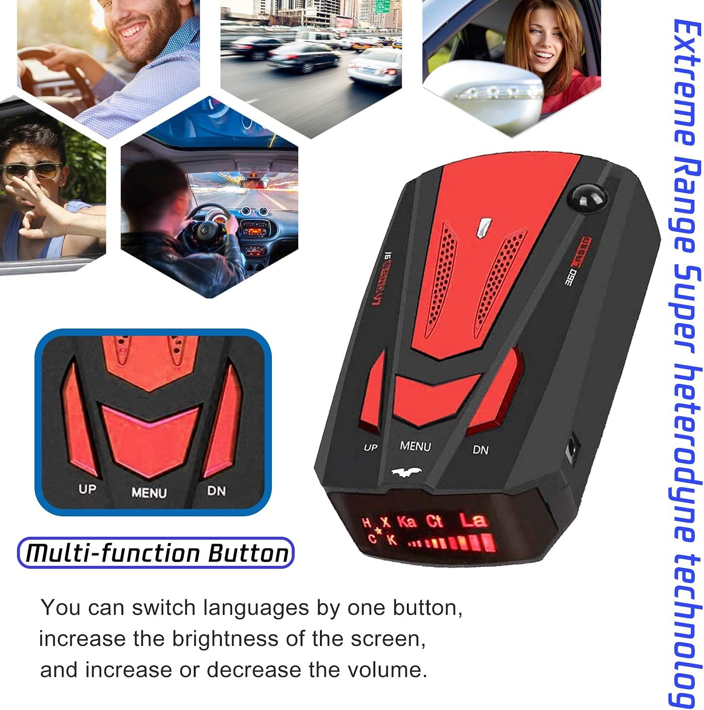 2026 Newly Radar Detector with Mute Memory, City/Highway Mode, Long Range Red 