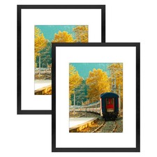 Golden State Art 16x20 Black Picture Frame w/ Mat for 11x14 Photos - 2 Pack