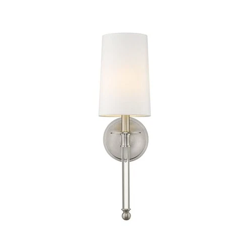 Z-LITE 808-1S-BN Mila 1 Light Wall Sconce, Brushed Nickel & White - Picture 2 of 8