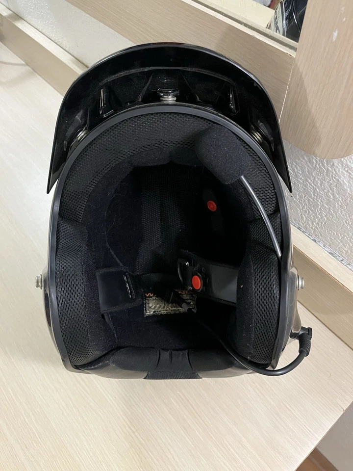 Casco de motocicleta KBC DOT talla XXL negro cara abierta con visera y cable de radio Foto 2 de 4