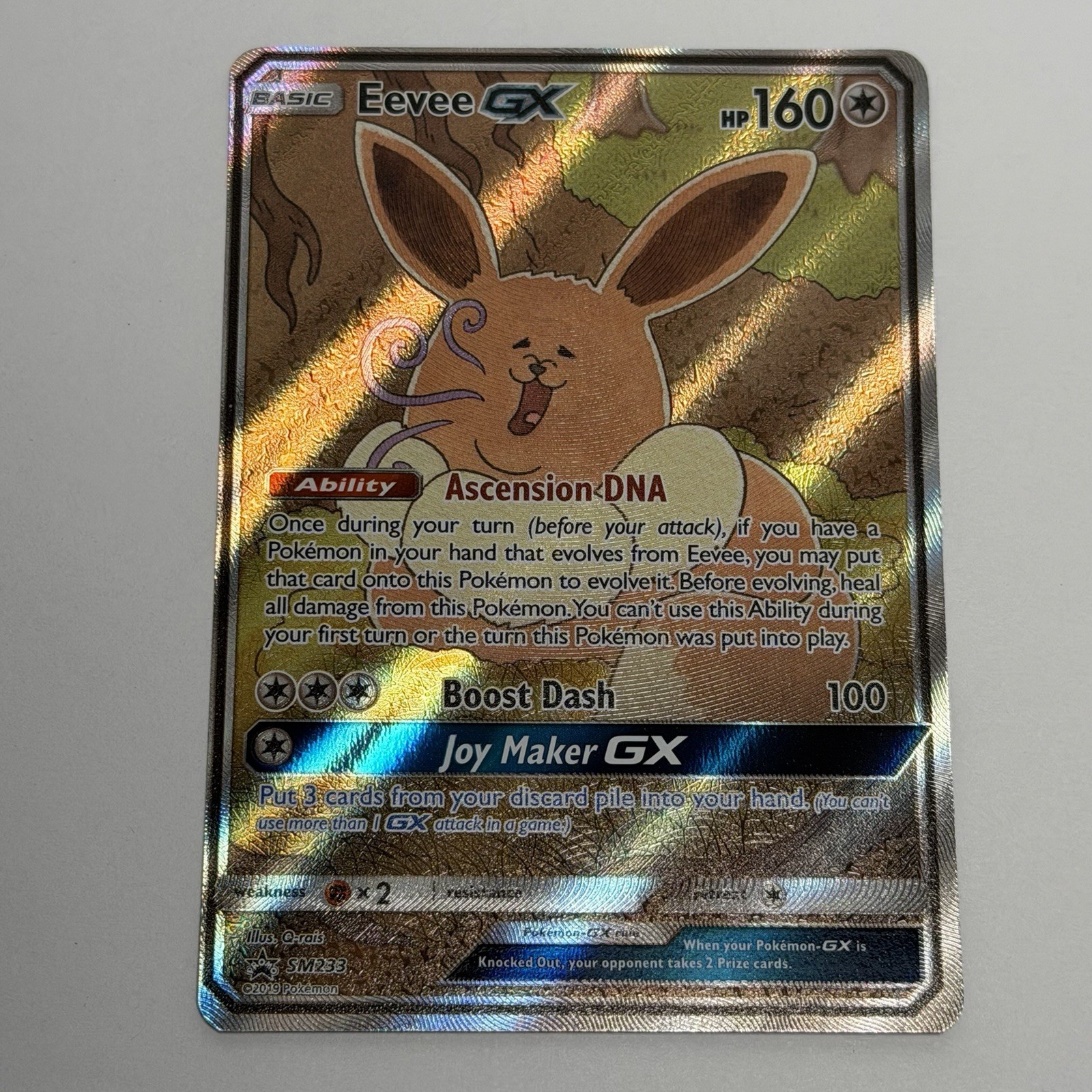 Pokémon TCG Card Eevee GX SM233 Full Art Black Star Promo Sun & Moon 2019 VG