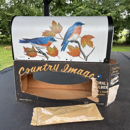 Vintage Bluebirds Mailbox Country Image Model 1-Bl Steel City 1992 Birds 90s Art