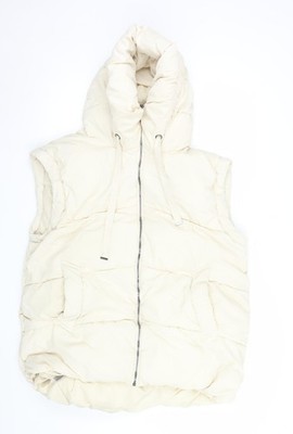 BCBGMAXAZRIA gefütterte Weste mit Kapuze Damen elfenbein XL