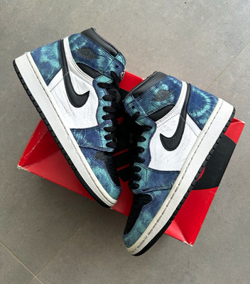 Nike Air Jordan 1 High OG Tie Dye Sneaker High Top Schwarz Blau Weiß EU 39