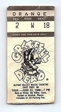 Grateful Dead Mail Order Concert Ticket Stub June 23 1988 East Troy Wisconsin