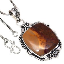 Collier cheval sauvage jaspe pierre précieuse fait main bijoux anciens 1,5"