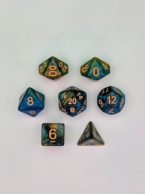 7PCS DND Dice Set ''Deep Beyond'' Polyhedral Dice With Drawstring Bag for D&D