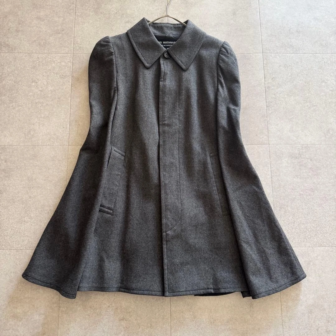 Junya Watanabe Comme des Garcons AD2008 Gray Wool Cape Poncho Coat S