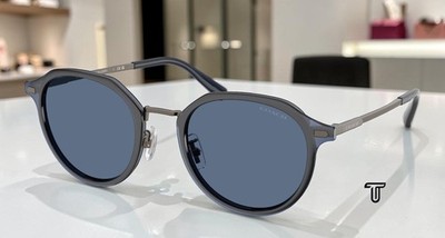 COACH HC7183 947380 Cbz97 Satin Gunmetal Blue Solid 51 mm Men's Sunglasses
