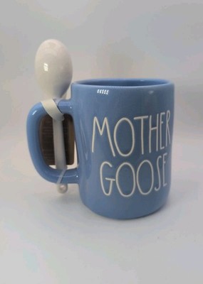 New SET Rae Dunn Mother Goose Mug & Spoon Mothers Day Blue