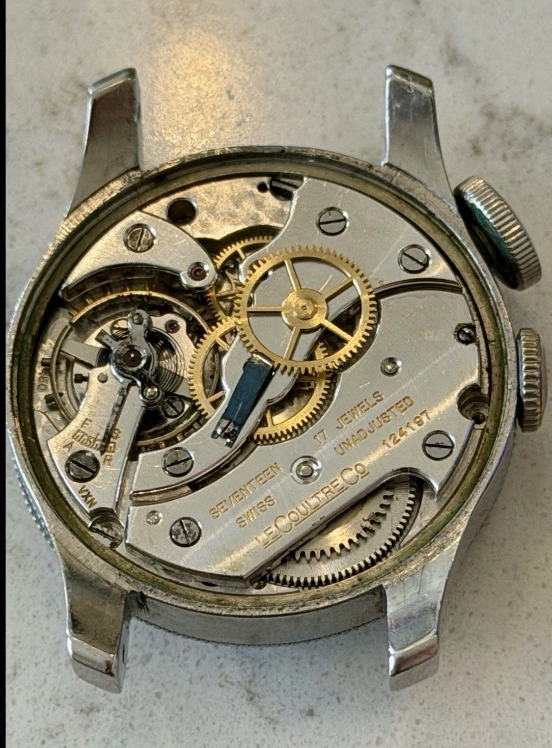 Vintage 1940s JLC Jaeger LeCoultre Weems WWII Pilot Watch RAF USAAF Runs RARE image 10