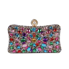 Women Rhinestone Evening Bag MultiColored Dazzling Crystal Clutch Bag Party B...