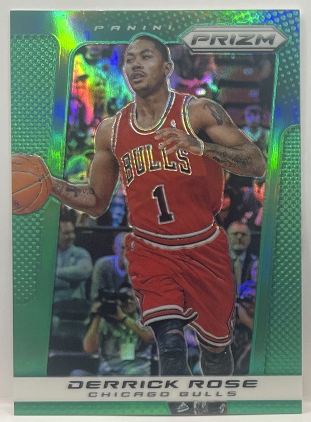 DERRICK ROSE 2013-14 PANINI PRIZM BASKETBALL GREEN BULLS 2ND YEAR SP SSP
