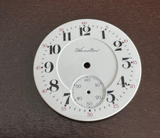 VINTAGE 16 SIZE HAMILTON RR POCKET WATCH DOUBLE SUNK PORCELAIN SCRIPT DIAL