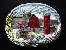RI05116 NOS VINTAGE 1982 FARMING COMMEMORATIVE BELT BUCKLE