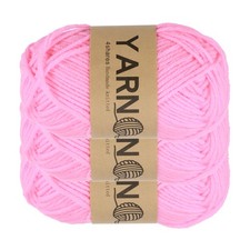 3Pcs Crocheting Yarn, 1.8mm Bright Pink 5 Ply Acrylic Yarn 150 G,164 Yards Total
