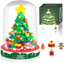 Christmas Tree Building Blocks Kit - 543 Pieces Tabletop with Lights,... 