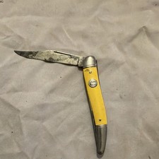 Imperial Vintage Pocketknife Yellow Plastic Handle Stainless Steel Clip Point
