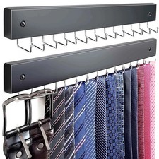 2Pack Tie Rack Wall Mounted Wooden Tie Hanger Tie Organizer for Men with 28 Hook