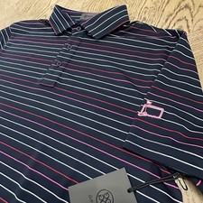 G/Fore Multi Stripe Tech Pique Polo SIZE M Navy Multi 00102-MP-PO-A2