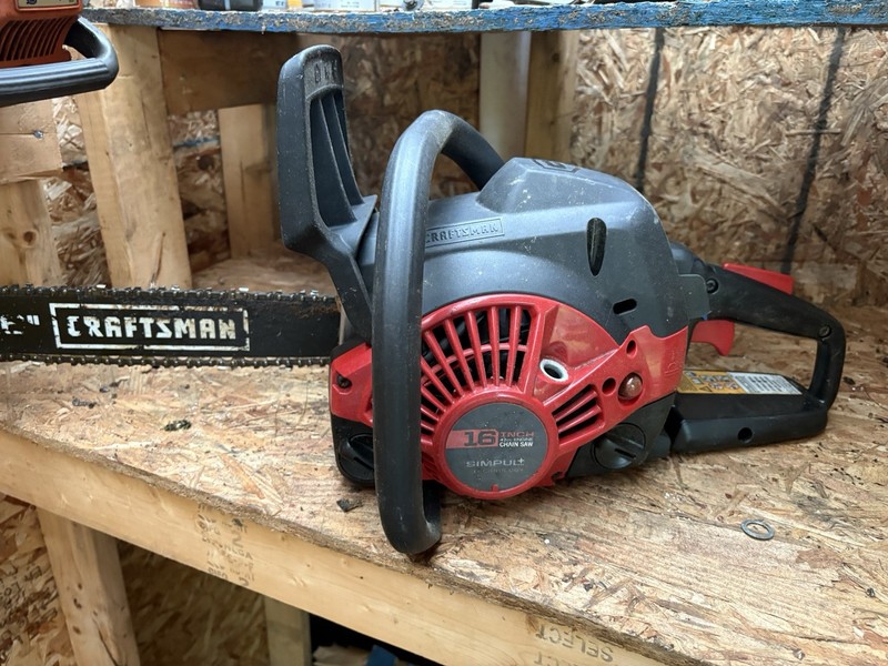 Craftsman Gasoline Chainsaw 16 in Bar, Chain Brake, Red/Black
