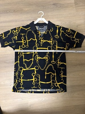  Vintage GUCCI Polo-Shirt   Golden Horsebit Print   Tom Ford Ära   Gr. M
