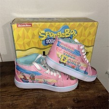 Heelys SpongeBob Racer Powder Pink Aqua Sneaker Kids Size 6 Wheels Canvas