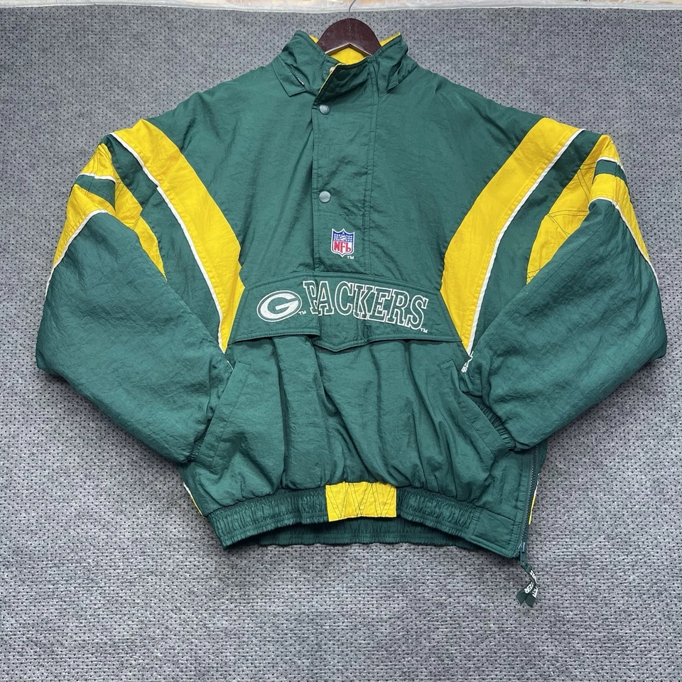 Chaqueta acolchada Green Bay Packers vintage años 90 mediana Starter Pro Line cuarto cremallera  Foto 2 de 4
