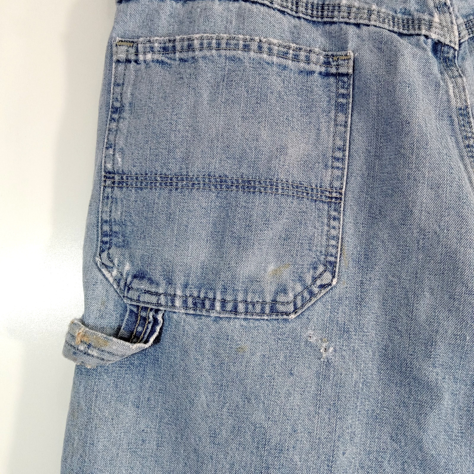 Wrangler Shorts Mens 34 Carpenter Pants Cut Off Jean Distressed Grunge Y2K thumbnail 2