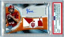 FERNANDO MENDOZA RC 2025 BOWMAN U BEST ORANGE DUAL ROOKIE PATCH AUTO 8/25 PSA 9