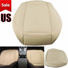 Universal Tan Bottom Leather Seat Cover Driver Passenger Protector Beige