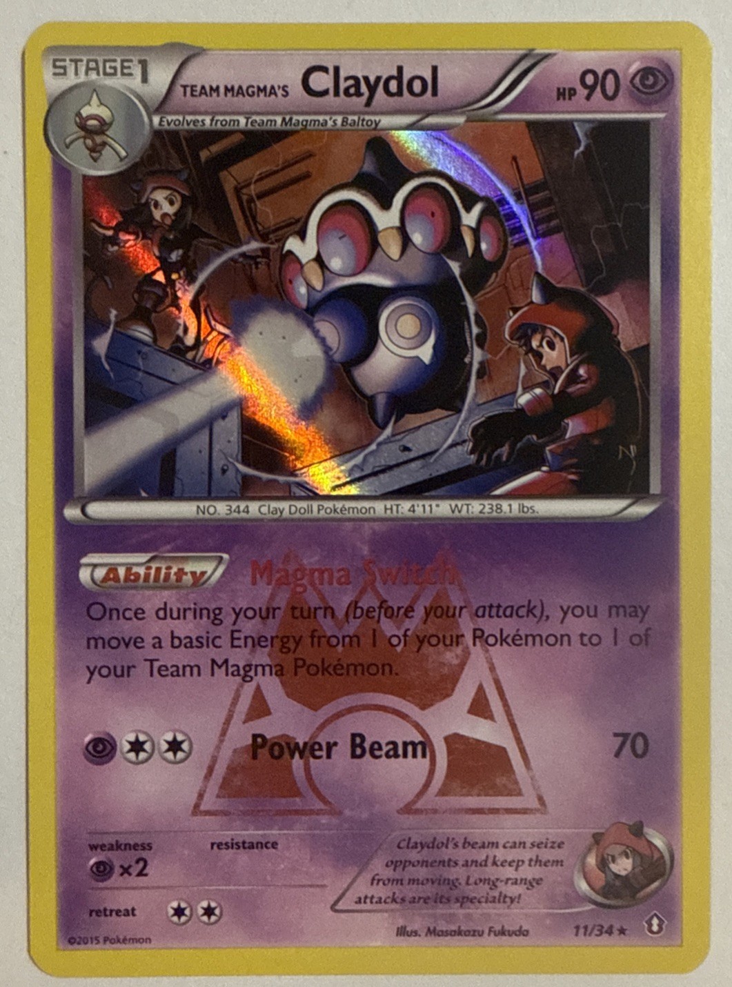 Team Magma's Claydol Pokémon Double Crisis Holo 11/34 Near Mint