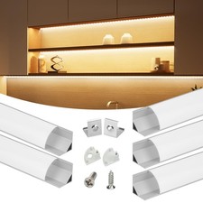 5Pack 3.3FT/1M V Shape LED Channel Silver Aluminum LED Strip Diffuser Channel wi