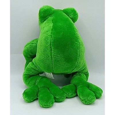 Vintage 15'' KUDDLE ME TOYS Green Yellow Sitting PLUSH Bullfrog Frog  B6