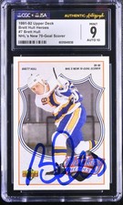 Brett Hull Signed 1991-92 Upper Deck Hockey Heroes Card #7 CGC 9 JSA 10 Auto