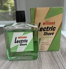 Vintage Williams Lectric Shave Pre Shave 7oz Glass Bottle Green 75 Full Prop