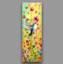 Hummingbird Laminated Bookmark - Colorful Flowers Butterflies, Gift For Readers