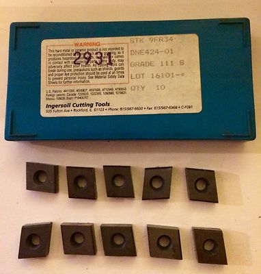 Ingersoll Carbide Inserts - 9FR34 DNE424-01, 111 S Lot 1610 - Qty. 10 - NEW