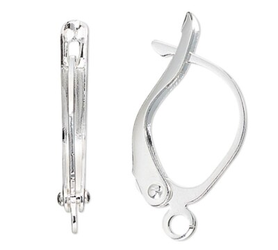 Silver Plated Brass 17mm Lever Back Ear Wire Earrings with Open Loop